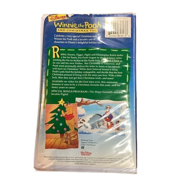 Vintage Whinnie the Pooh and Christmas Too VHS - Picture 2 of 6